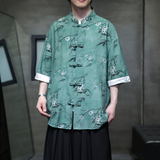 夏季风男装唐装短袖衬衣新中式复古大码汉服衬衫A118-C18P65，男装T恤，电商A118