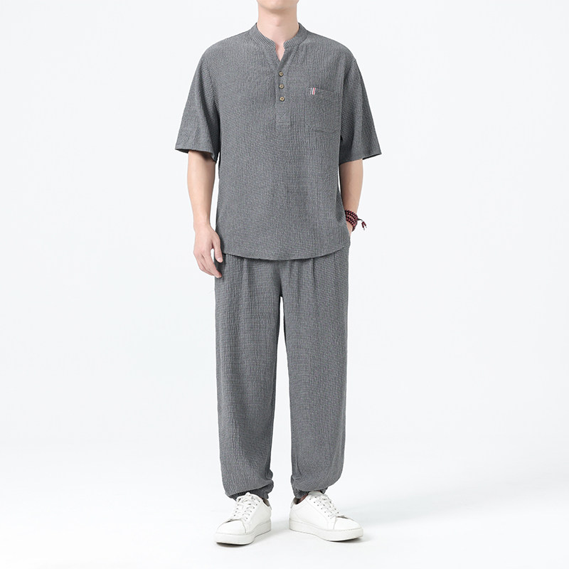 夏季风男装新中式唐装大码短袖两件套A118-TZ2506P115控198图片