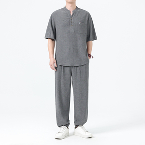 夏季风男装新中式唐装大码短袖两件套A118-TZ2506P115控198图片
