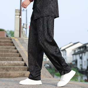 风春夏薄长裤新中式盘扣提花宽松休闲裤男A118-K111P70控98图片