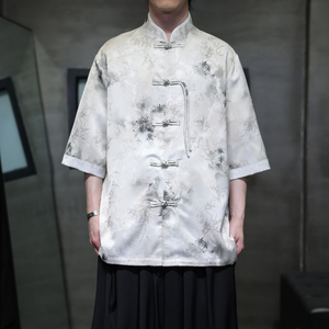 夏季风男装唐装短袖衬衫新中式大码宽松汉服A118-C19P65控98图片
