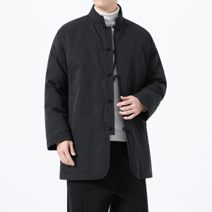 90%白鸭绒冬季风唐装复古保暖中长款羽绒服男A118-YR207P285图片