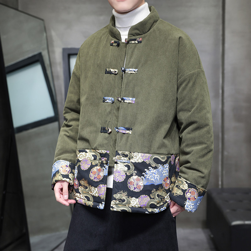2025冬季风男装棉衣唐装加厚印花外套MY2312-P140,男装棉衣,电商A118