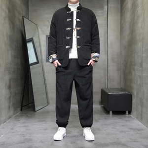 冬季风棉衣唐装中式复古灯芯绒套装大码棉袄男TZ12-P205图片
