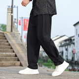 春夏风宽松束脚棉麻大码复古提花休闲裤男A118-K112P60控88，男装休闲裤，电商A118