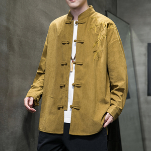 2025秋季风男装复古衬衫新中式大码唐装汉服外套A118-C823P70图片