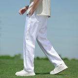 纯亚麻风男装大码复古透气直筒长裤休闲裤A118-K918P115，男装休闲裤，电商A118