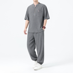 夏季风男装新中式唐装大码短袖两件套A118-TZ2506P115控198图片