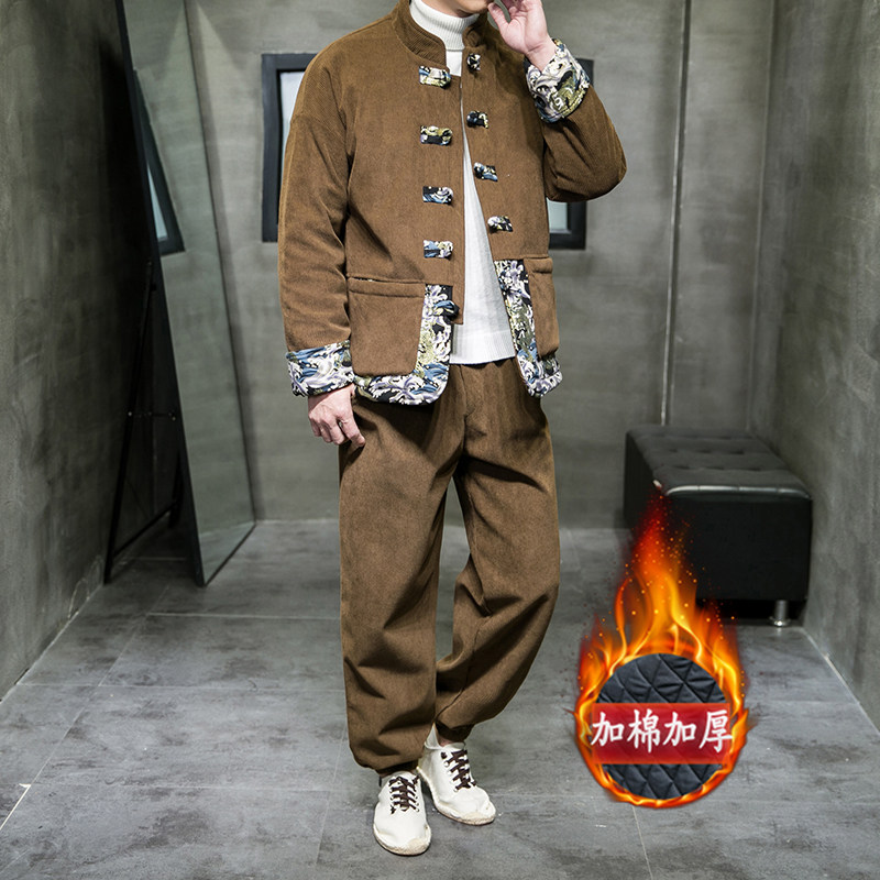 冬季风男装棉衣套装中式复古唐装加厚印花棉袄A118-MY02P205,男装棉衣,电商A118