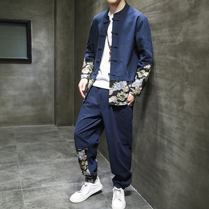 春季风男装中式复古唐装汉服棉麻亚麻两件套A118-TZ2022-P95图片