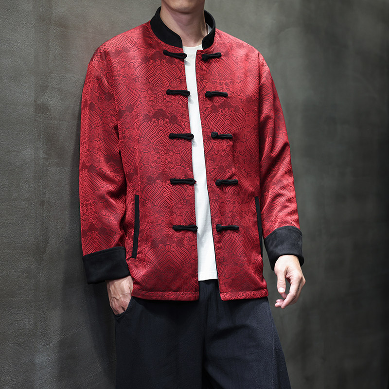 秋冬风男装两面穿唐装刺绣外套新中式大码夹克A118-A8809P145，男装夹克，电商A118