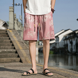 夏季风冰丝透气大码五分裤新中式短裤沙滩裤男A118-DK907P50，男装牛仔裤，电商A118