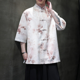 夏季风男装唐装短袖衬衫新中式大码宽松汉服A118-C19P65控98，男装衬衫，电商A118