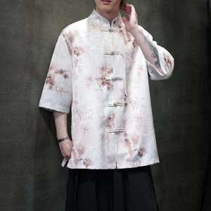 夏季风男装唐装短袖衬衫新中式大码宽松汉服A118-C19P65控98图片