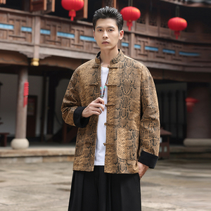 秋季风大码男装夹克复古唐装汉服蟒纹中式外套A118-A8821P120图片