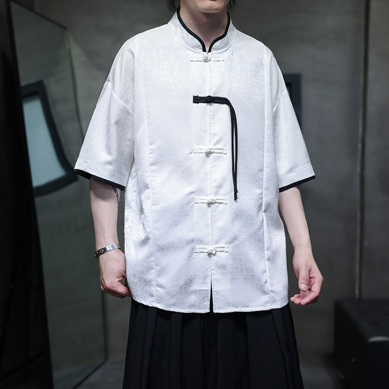 2025夏季风男装唐装汉服短袖中式复古大码衬衫A118-C17P65,男装衬衫,电商A118