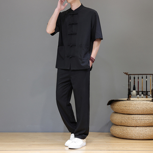 夏季风唐装天丝亚麻高端短袖轻奢男装A118-TZ2501P165控228图片