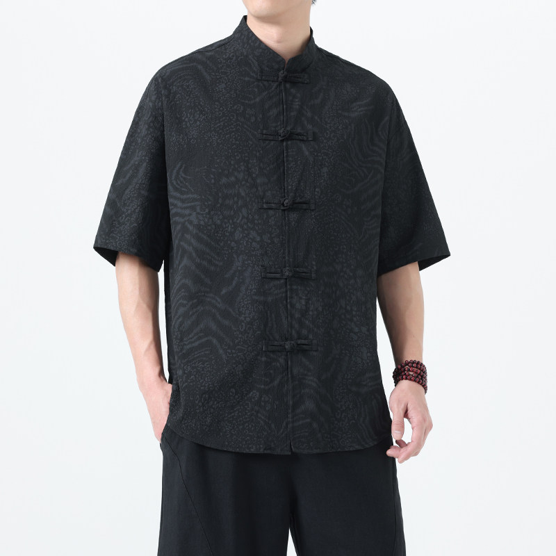 夏季风男装新中式唐装短袖大码复古青年衬衫A118-C033P70控99,男装T恤,电商A118