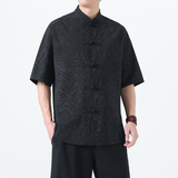 夏季风男装新中式唐装短袖大码复古青年衬衫A118-C033P70控99，男装T恤，电商A118