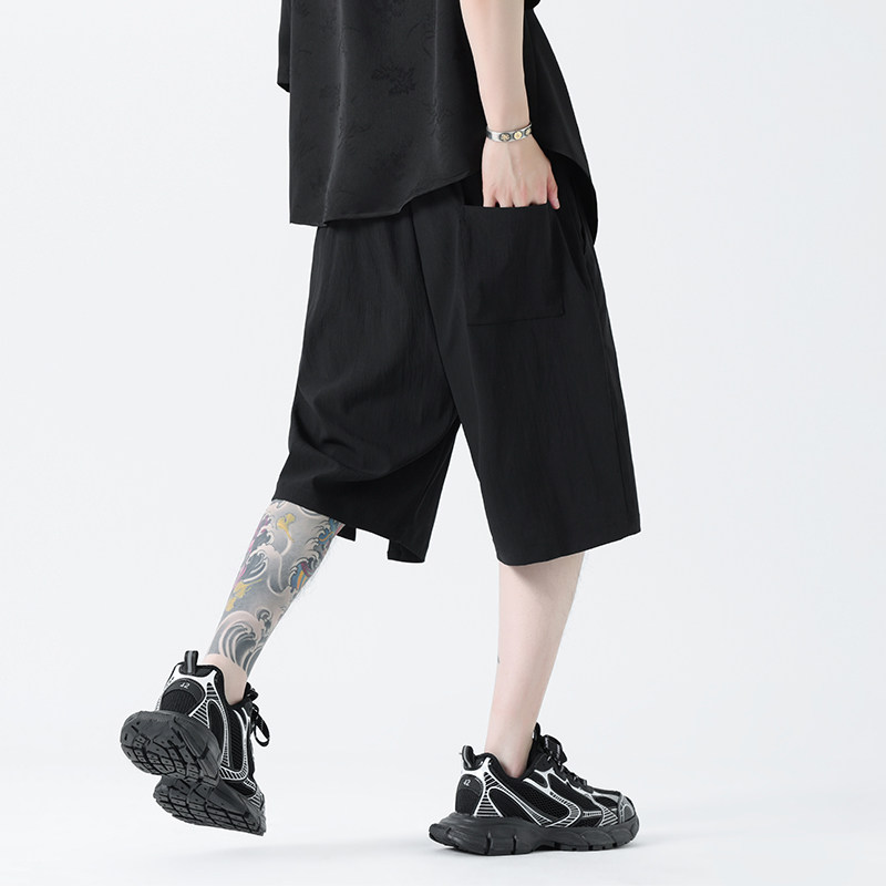 夏季风冰丝圧皱短裤新中式大码五分裤男A118-DK113P45控58,男装牛仔裤,电商A118