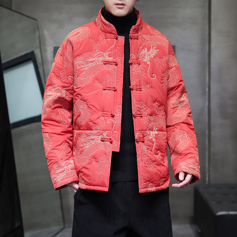 2025冬季风棉衣中式复古刺绣唐装加厚棉服男A118-MY2317P155,男装棉衣,电商A118