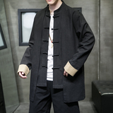 春秋季风唐装中长款风衣棉麻假两件外套男DS-A118-F005-P150，男装夹克，电商A118