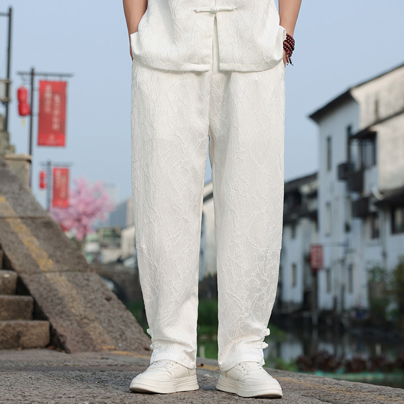 2024风春夏新中式盘扣宽松长裤束脚休闲裤男A118-K111P70控98,男装休闲裤,电商A118