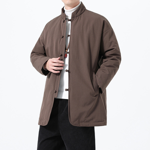 90%白鸭绒冬季风唐装中长款羽绒服保暖外套男A118-YR207P285图片