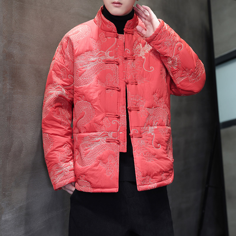 2025冬季风棉衣中式复古刺绣唐装加厚棉服男A118-MY2317P155,男装棉衣,电商A118