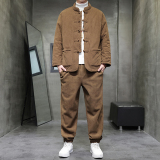 2025冬季风棉衣套装中式灯芯绒复古唐装加厚外套男TZ010-P200，男装T恤，电商A118