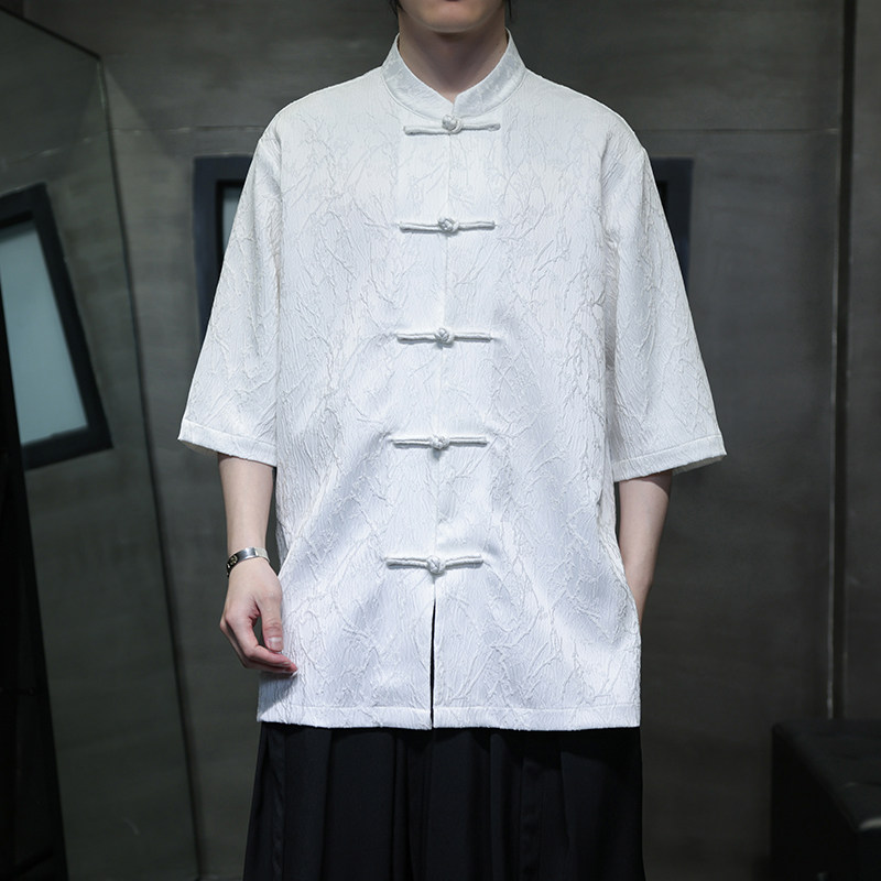 2025风夏季男装唐装大码复古短袖提花中式衬衫DS-A118-C09P70图片