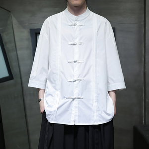 夏季风男装立领唐装冰丝盘扣大码汉服衬衫A118-C10P70控98,男装衬衫,电商A118
