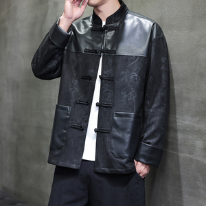 秋季风麂皮绒夹克唐装汉服中式复古青年外套男A118-A8831P120图片