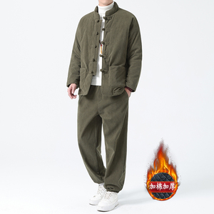 冬季风男装套装中式复古唐装棉衣加厚保暖外套A118-TZ010P200图片