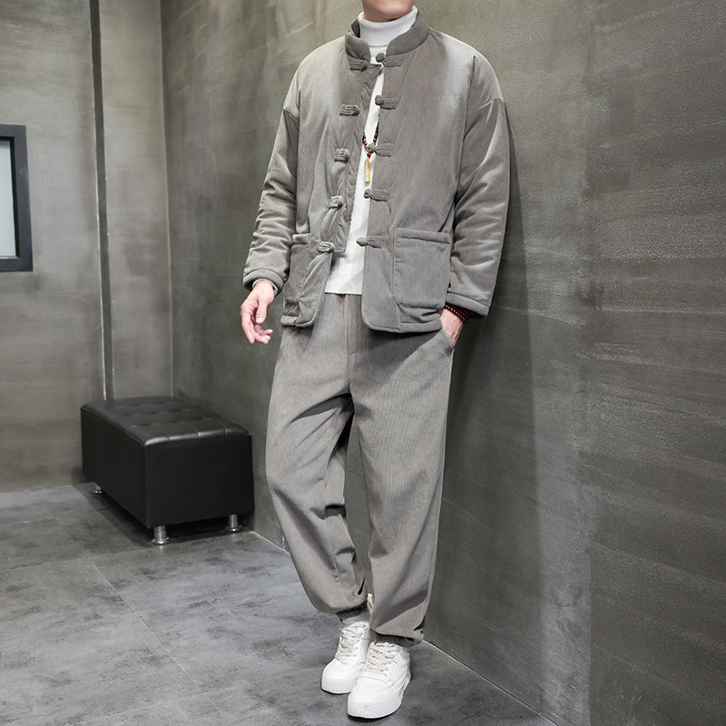 2025冬季风棉衣套装中式复古唐装加厚保暖外套A118-TZ010P200，男装棉衣，电商A118