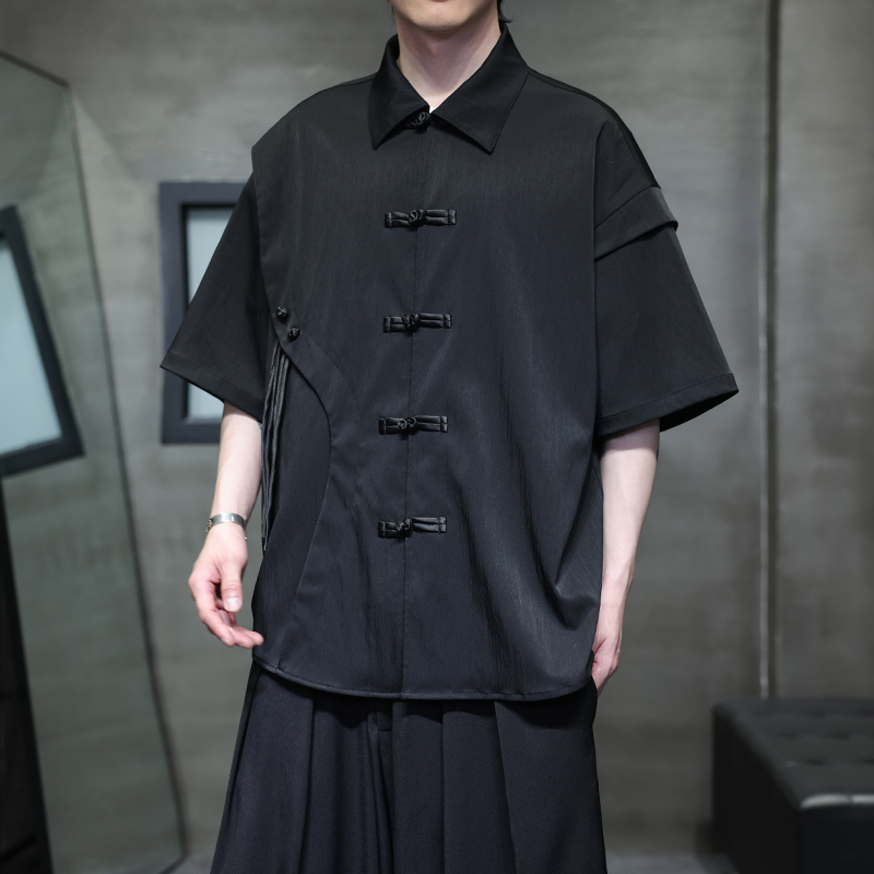 夏季风男装短袖衬衫中式复古唐装汉服大码衬衣A118-C16P75，男装衬衫，电商A118