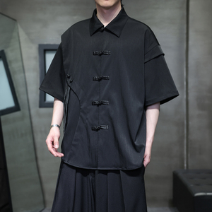2025夏季风男装冰丝唐装新中式半袖休闲短袖A118-C16P75控108图片