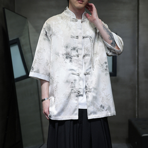 夏季风男装唐装短袖衬衫新中式大码宽松汉服A118-C19P65控98图片