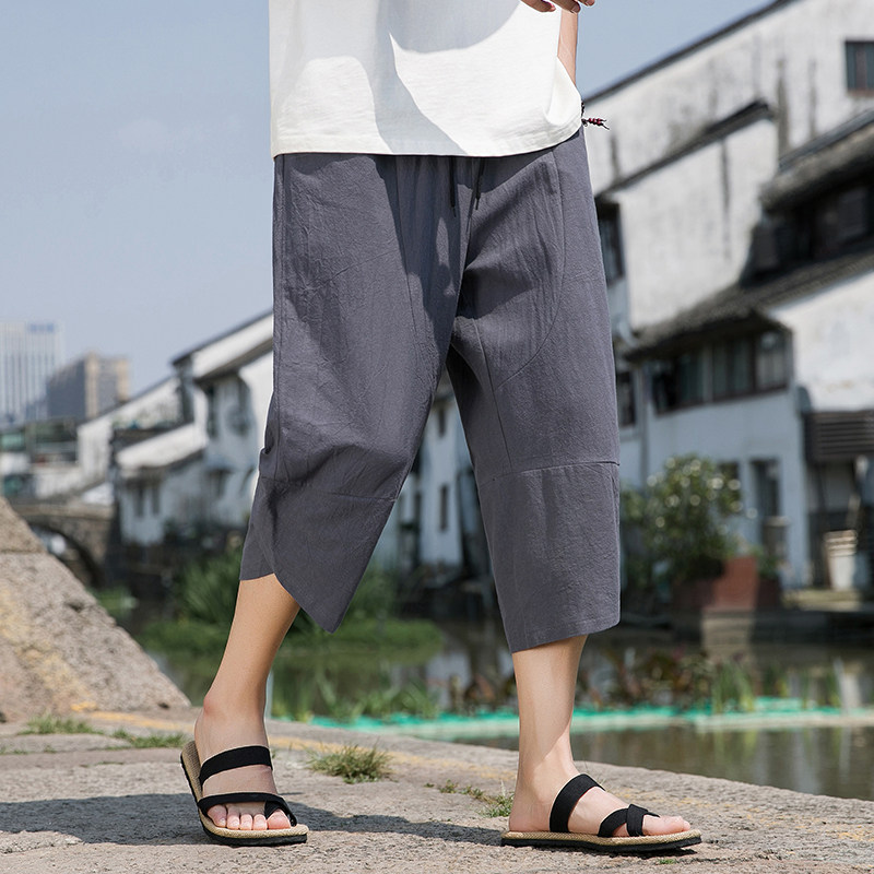 夏季风休闲裤棉麻新中式大码七分裤宽松沙滩裤男A118-K88P30,男装牛仔裤,电商A118