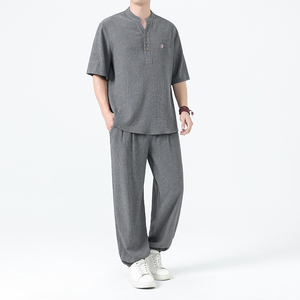 夏季风男装新中式唐装大码短袖两件套A118-TZ2506P115控198图片