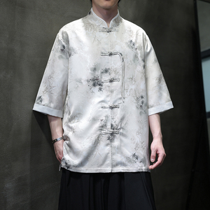 夏季风男装唐装短袖衬衫新中式大码宽松汉服A118-C19P65控98图片