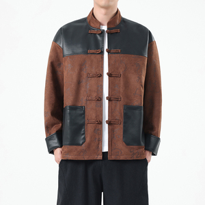 秋季风男装夹克新中式复古唐装汉服麂皮绒外套A118-A8831P120图片