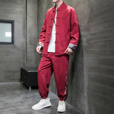 秋季风男装棉麻套装新中式唐装印花外套两件套A118-TZ205P105，男装休闲套装，电商A118