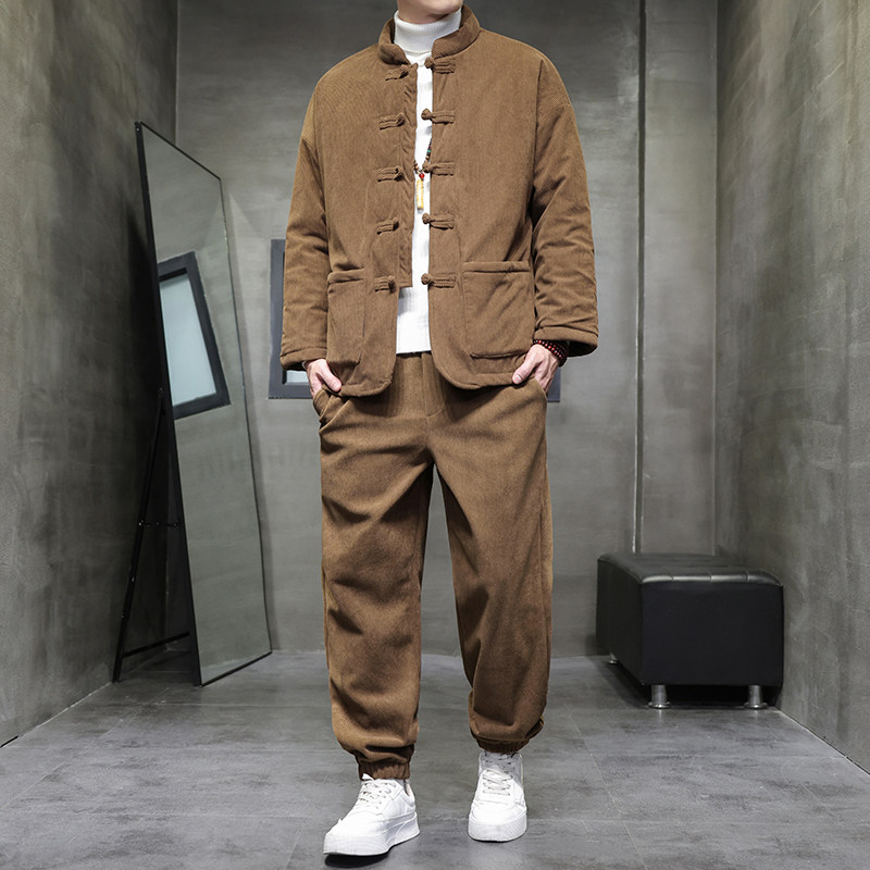 2025冬季风棉衣套装中式复古唐装加厚保暖外套A118-TZ010P200,男装棉衣,电商A118