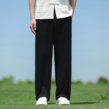 春夏风男装棉麻长裤亚麻直筒纯色阔腿休闲裤男A118-K901P65，男装休闲裤，电商A118