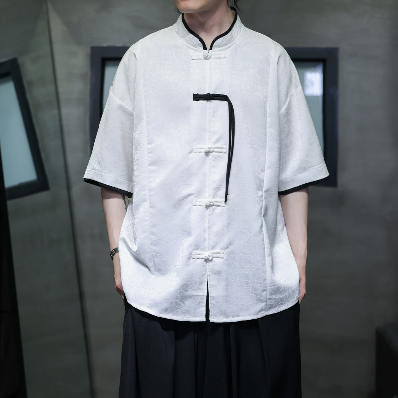 夏季风男装短袖衬衫新中式盘扣宽松衬衣男A118-C17P65控88图片