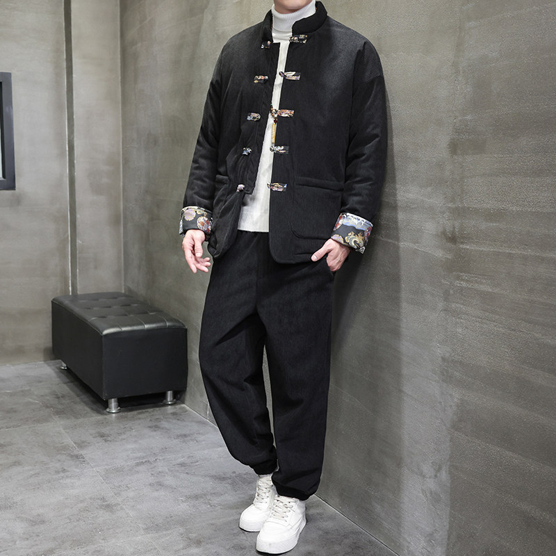 冬季风棉衣唐装中式复古灯芯绒套装大码棉袄男A118-TZ12P205，男装棉衣，电商A118