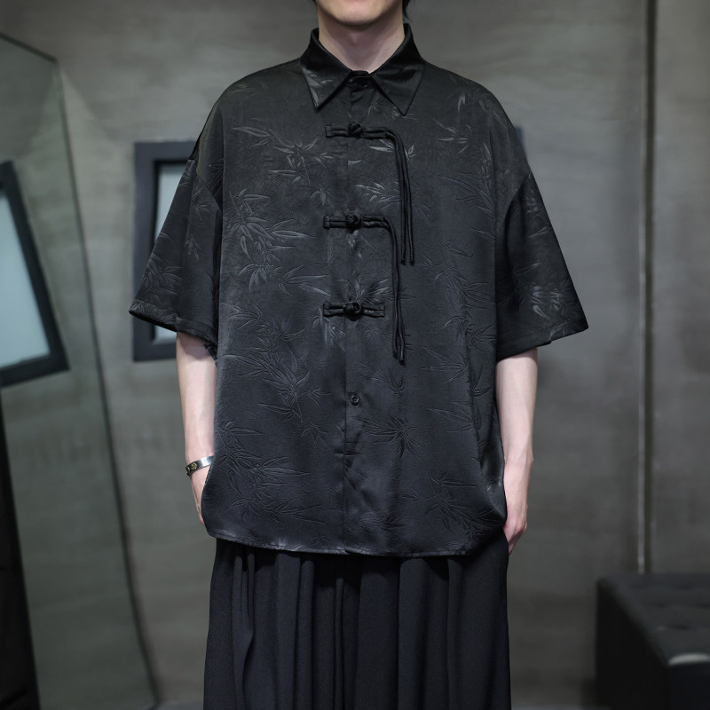 夏季风唐装复古短袖冰丝衬衫印花大码衬衣汉服男A118-C12P65,男装衬衫,电商A118