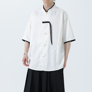 夏季风冰丝短袖改良衬衫新中式提花大码男装A118-C17P65控88图片