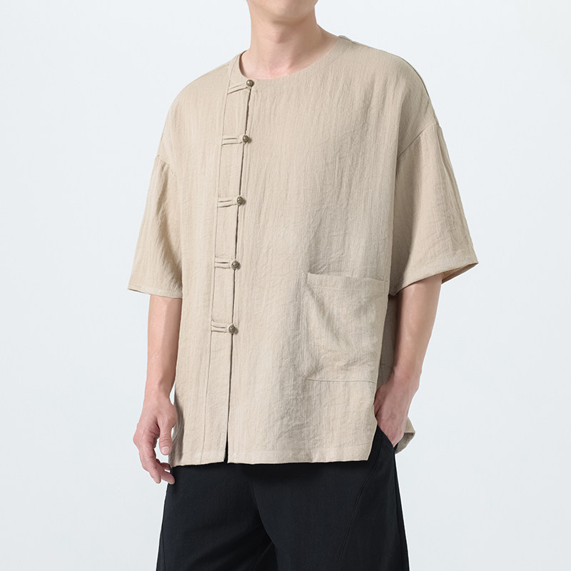 夏季风男装唐装汉服中式复古大码短袖T恤A118-T008P70控99,男装T恤,电商A118
